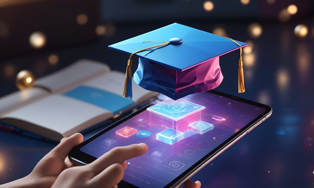 graduation-cap-meets-cutting-edge-tech-this-captivating-stock-image-symbolizing-blend-trad